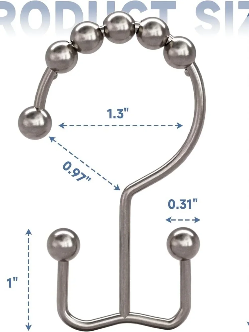 Titanker Shower Curtain Hooks Rings Rust Resistant Metal Double Glide